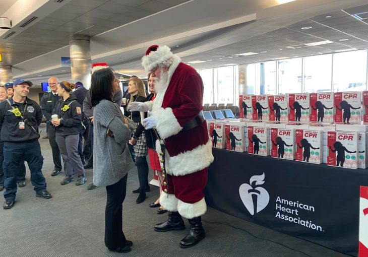 Santa Visits CPR Kiosk at BWI Airport to Teach LifeSaving Skill
