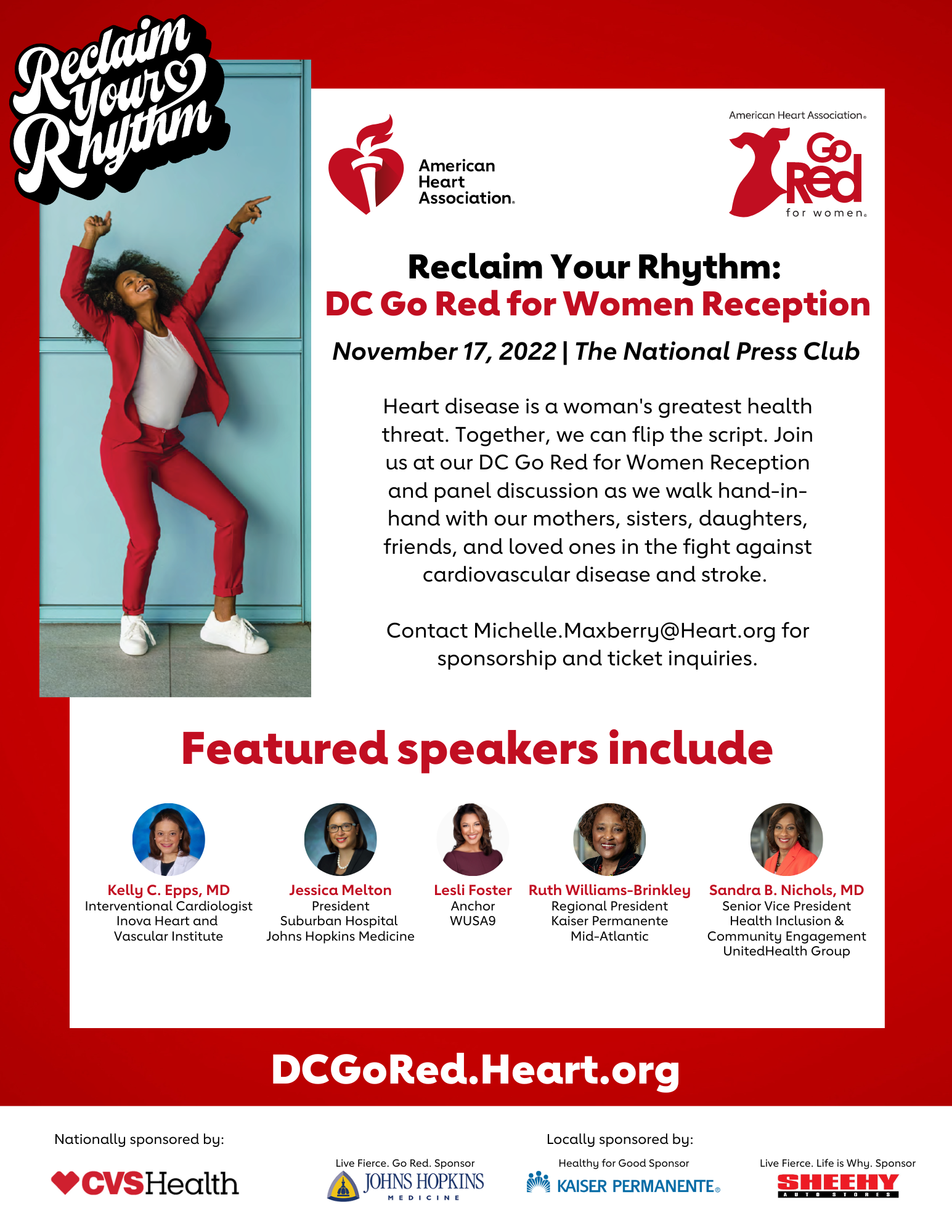 Reclaim your Rhythm at the DC Go Red for Women Reception on Nov. 17