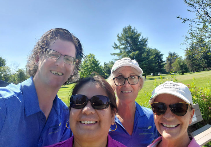 Patrick Forget, Suezette Van Horn, Maria Giannino, and Beth Lord at the charity golf tournament
