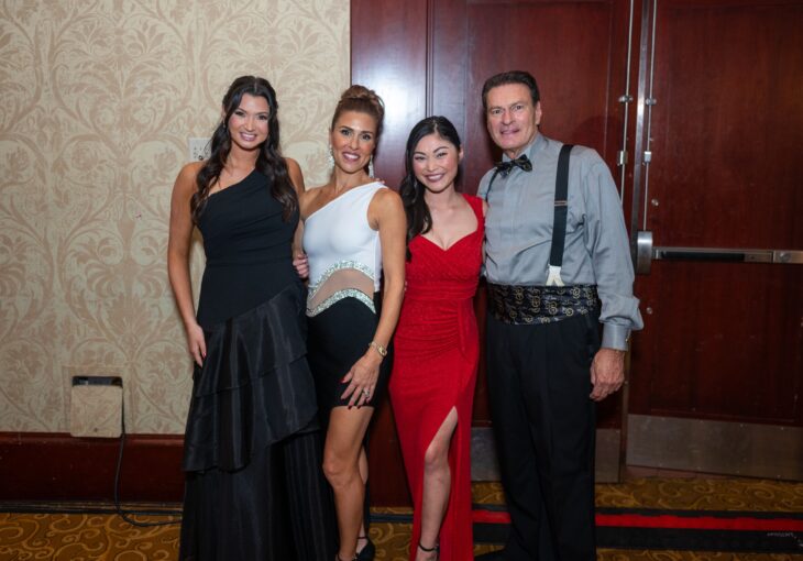 (Left to right) Emcee Nicole Pallozzi, Co-Chair Jaime Tasca, Emcee Shiina LoScuito, Co-Chair Bob Tasca pose for a photo at Heart Ball